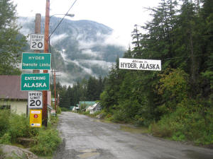 US/Canadian border, Hyder, AK