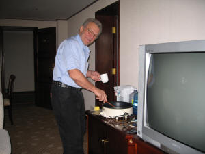 Jose cooking breakfast